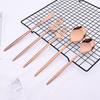 Rose Gold Mirror Cutlery Set Fruit Forks Spoons Dessert Knives Wedding Dinnerware Stainless Steel Flatware Dinner Tableware Set