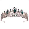 Luxury Baroque Vintage Green Crystal Tiaras And Crowns Queen Diadem Pageant Party Crown Bridal Wedding Hair Jewelry Accessories