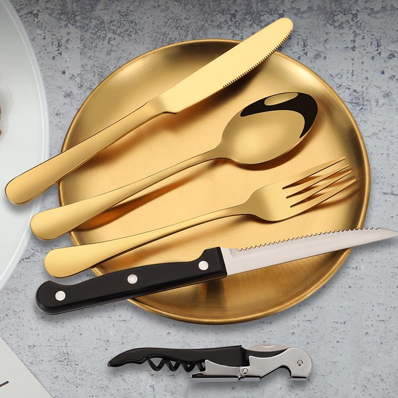 Camping stainless steel cutlery set, portable tableware for outdoor trips
