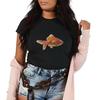 Beautiful Goldfish Print Short Sleeved Round Neck Womens Tshirt for Spring and Summer Versatile Womens Tshirt