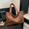 Large Leather Tote Bag with Front Zip Pocket and Adjustable Straps Stylish Women's Everyday Shoulder Bag