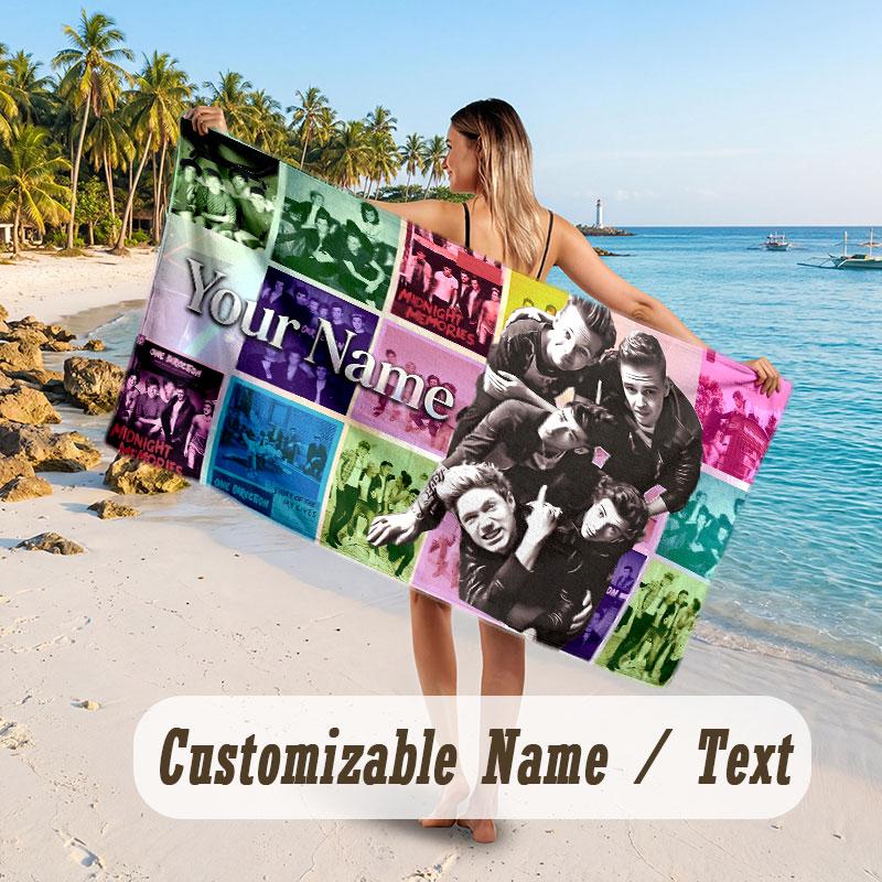 Custom Name Large Beach Towel,One Direction Quick Absorbent Towel For Outdoor Travel Poolside