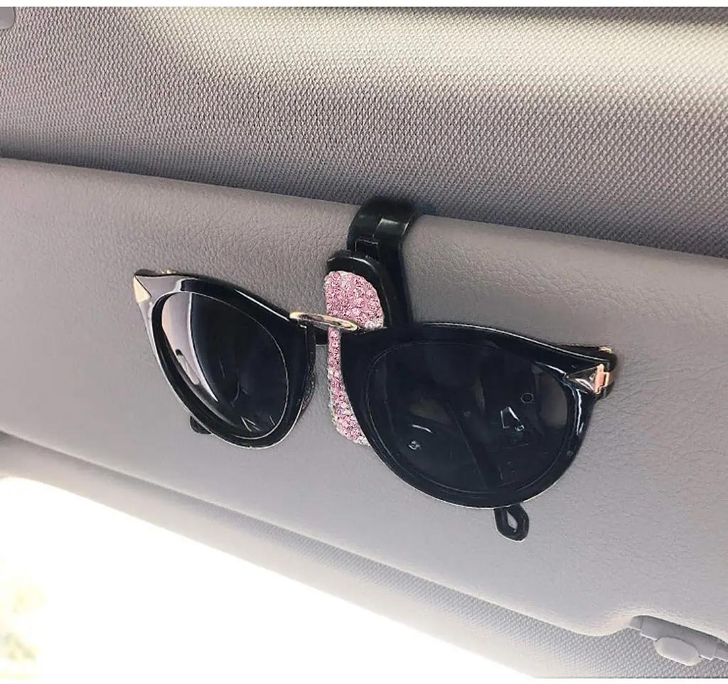 Car Diamond Glasses Holders Sun Visor Sunglasses Eyeglasses Stand With Ticket Card Clip Auto Interior Decoration Accessories