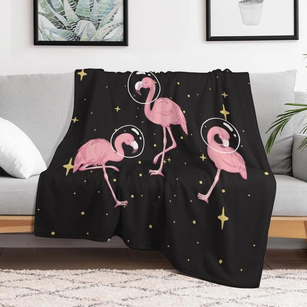 Space Flamingo By graphicmeyou Throw Blanket Air Conditioner Soft Blanket for Office Home
