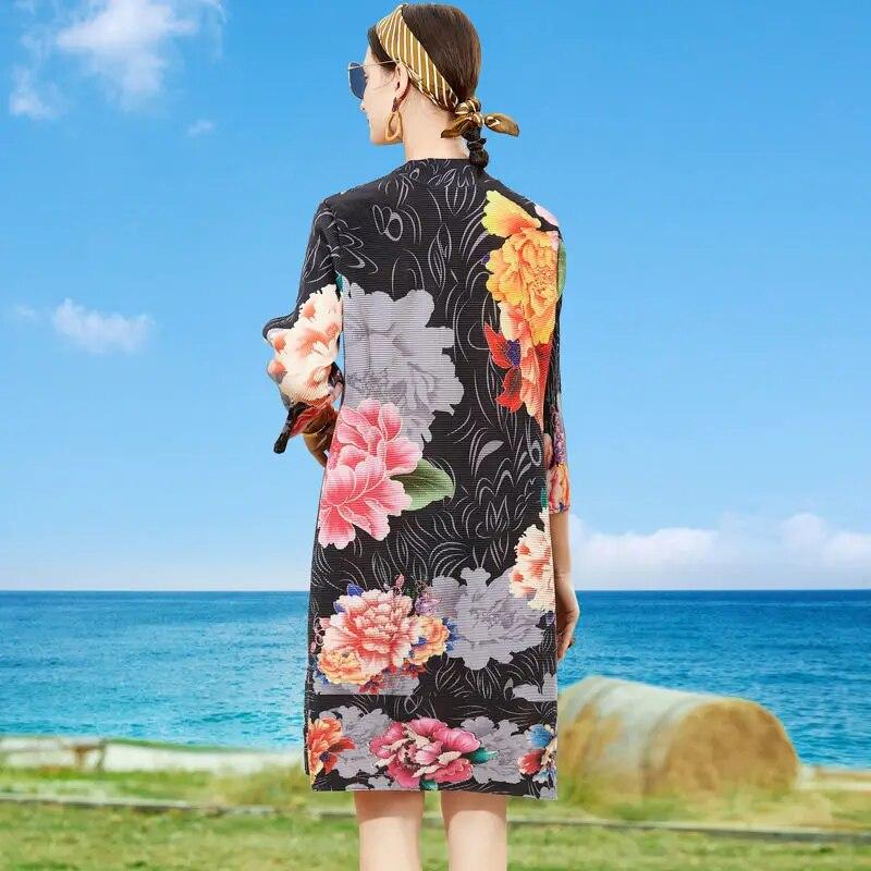 Retro großes blondes Kleid Frühling und Sommer neues High-End-Mode-Temperament lockerer O-Ausschnitt lässig große Größe dünn Ein Wortrock