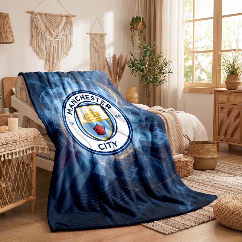 Manchester City Motiv Fleecedecke Gemütliche Weiche Plüschdecke Für Schlafzimmer Couch Reise