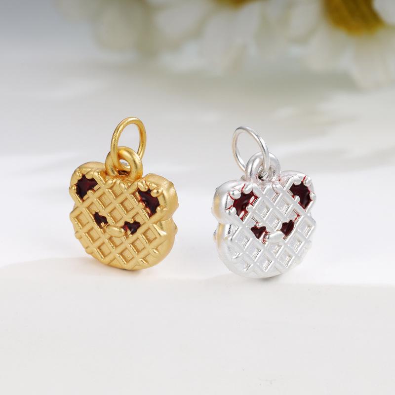Sterling Silver Little Bear Charm Pendant for DIY Beading & Rope Weaving