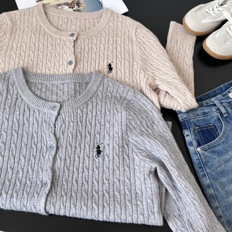 Women Autumn Winter Long Sleeve O Neck Little Horse Mark Soft Breathable Loose Cardigan Sweater Coat