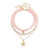 Ingemark 3Pcs Creative Heart Imitation Pearl Polymer Clay Chain Necklace Boho Metal Conch Starfish Pendant Choker Y2K Jewelry