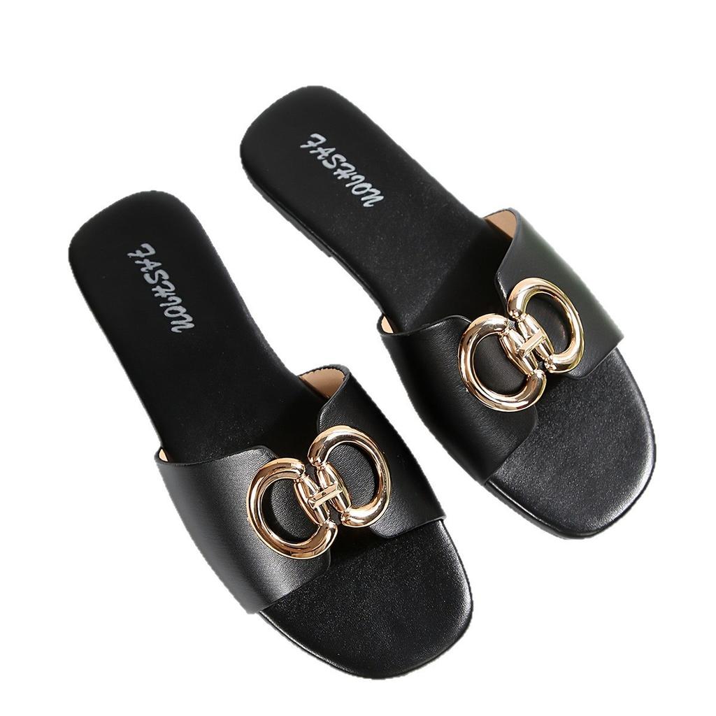 Sandals new slippers solid color decorative square slippers