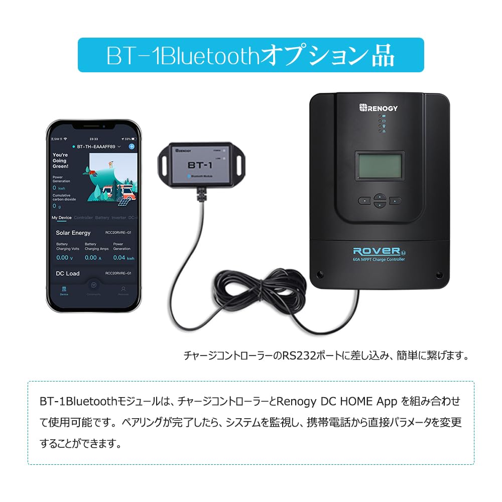 Renogy Rover 60A MPPT Nabíjecí Automatický LCD Všestranný Elektronický Solární Katastrofa Výpadek Napájení Nouzový Auto Loď Návod k Použití Regulátor,