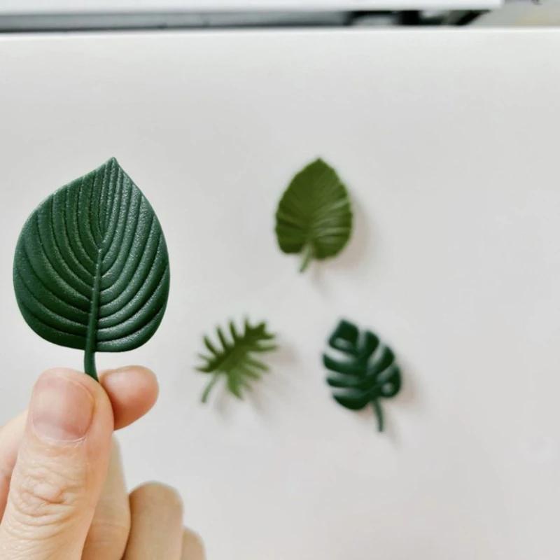4 szt./zestaw Magnesy na lodówkę ABS Mini Naklejki na lodówkę Wodoodporne Magnesy mocujące na lodówkę Tropikalne liście Naklejki na lodówkę