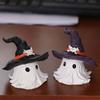 White Hat Ghost Statue Cute Halloween Ornaments Funny Halloween Ghost Figurine  Indoor Decoration