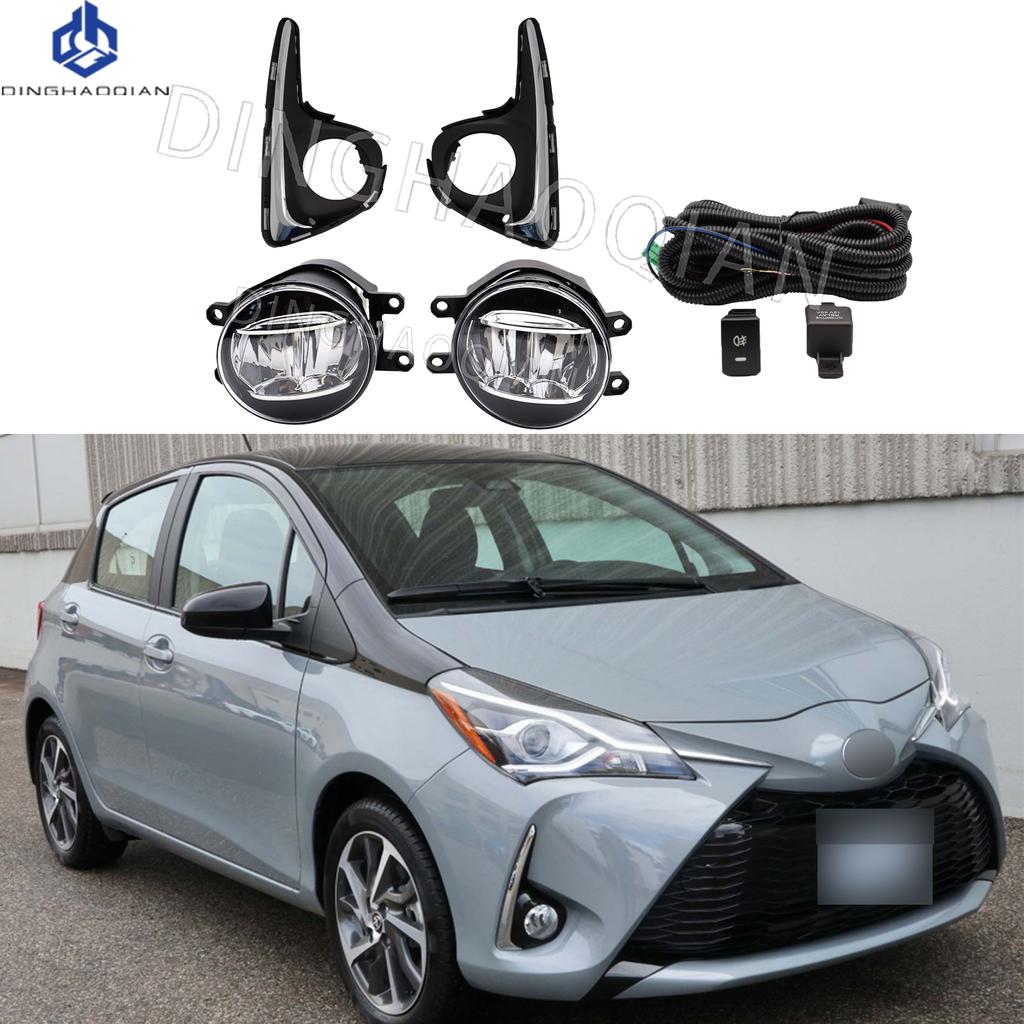 1 set Fog Lights Headlight For Toyota YARIS LED 2018 2019 2020 Fog lights Car Fog Lamp Kit With Harness Bulb Switch