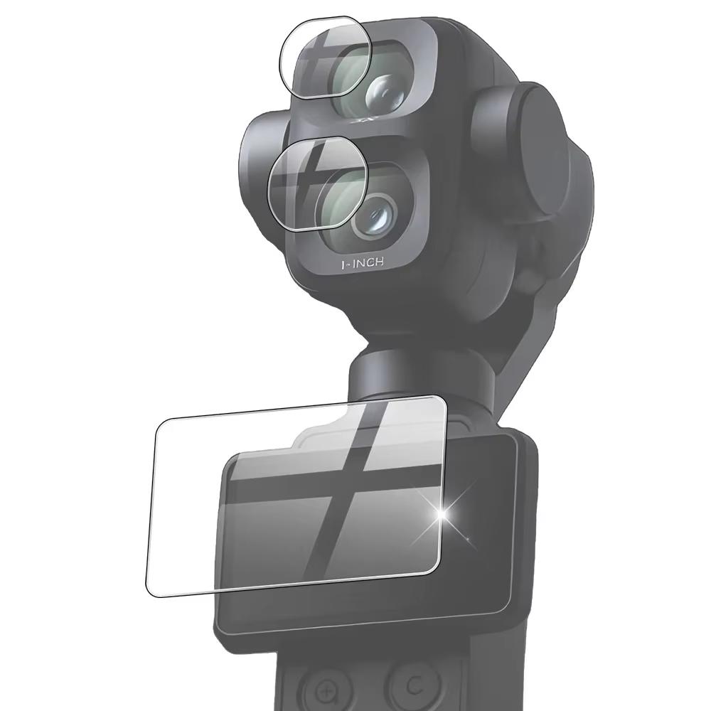 Tempered Glass Screen & Lens Protector for DJI Osmo Pocket 3/4/4 Pro 9H Anti-Scratch HD Clear Bubble Free Camera Accessories