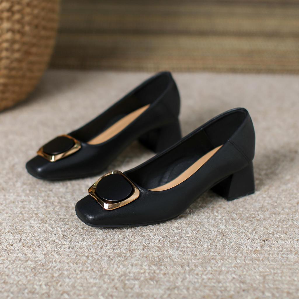 Women's Chunky Heel Low-Cut Work Shoes for Autumn