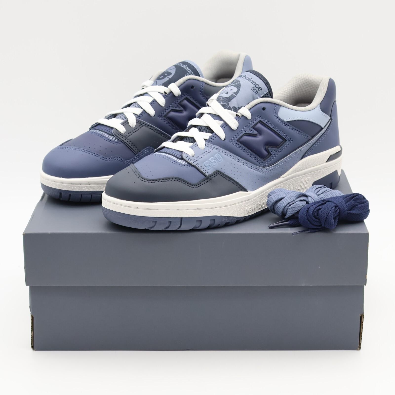 BB550BNB Beams New Balance 550 Navy Steel Blue Vintage Indigo Denim Grey (Men s) 8.5