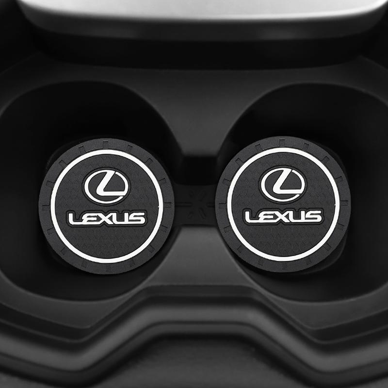 2Pcs Car Coaster PVC Logo Water Cup Pad Anti Slip Mat Accessories For Lexus FSPORT LBX NX RX 350h 450h ES UX 300e GS GX IS LS