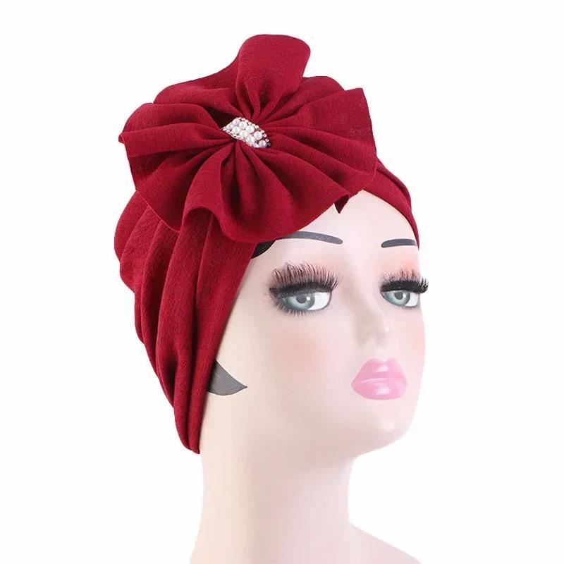 Bowknot Turban Indian Women Muslim Hijab Stretch Chemo Cap Cancer Hat Hair Loss Cover Head Scarf Wrap Beanies Bonnet Headwear