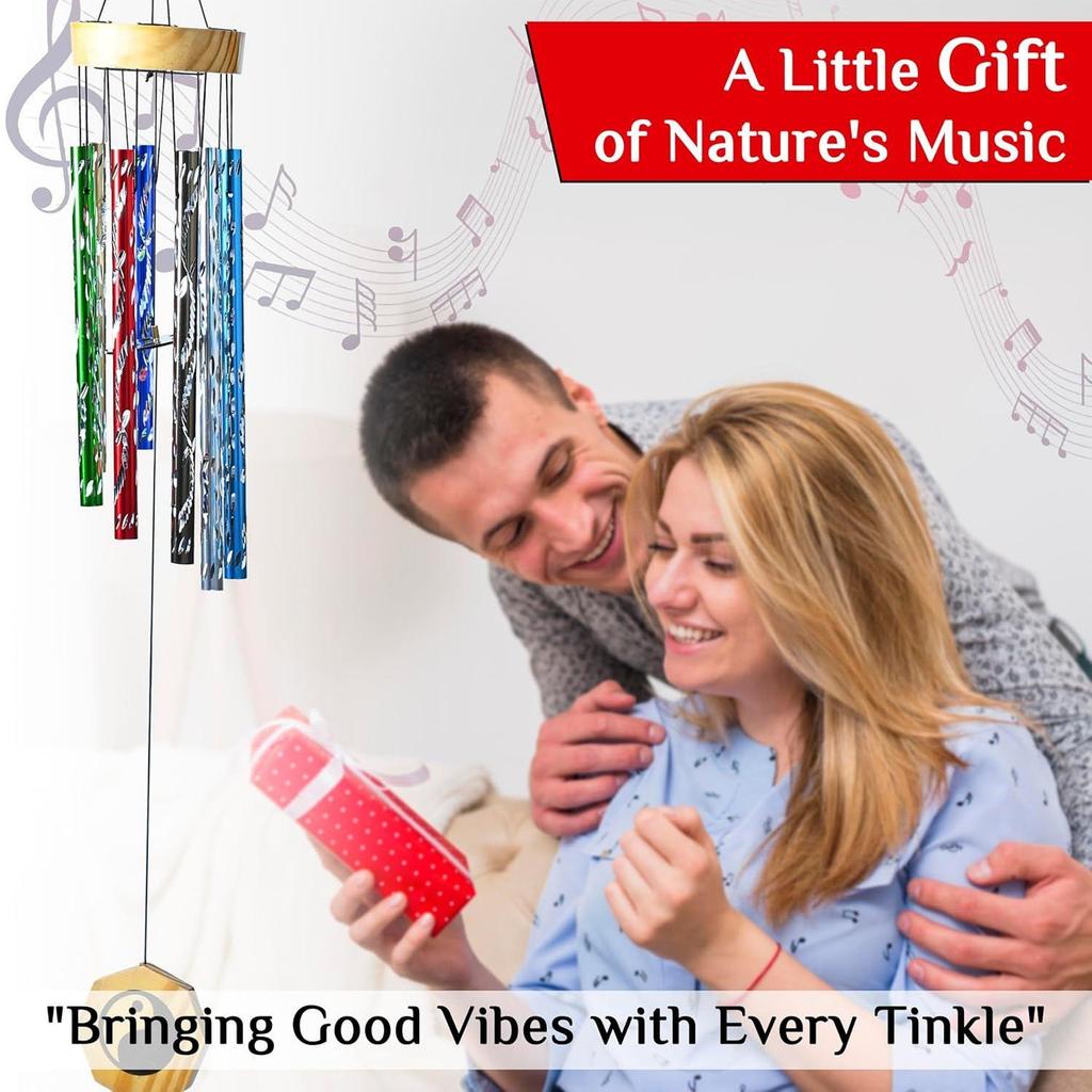 Calming Multi-Color Wind Chimes for Bedroom & Living Room – Relaxing Décor, Positive Energy, Unique Gift for Women, Men, Couples,