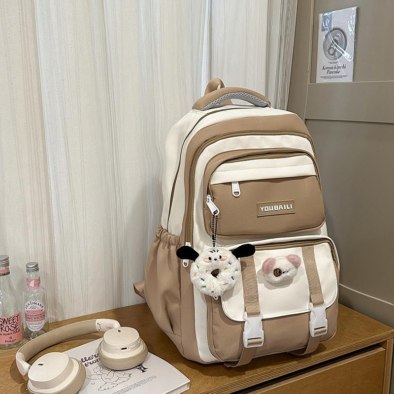 New High-value College Style, Fresh and Sweet Backpack, Contrasting Color Splicing Make-up Bag, Junior High School Student Backpack