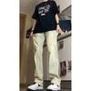 Smoke gray jeans men's American high street vibe pants high waist and thin casual versatile pants without sticking legs