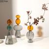 Multicolour Transparent Glass Vase Hydroponics Flower Pot Desk Decoration Flower Arrangement Floral Vases Room Aesthetic Decor