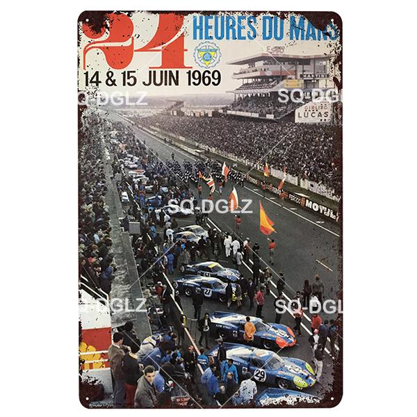 Racing Car Vintage Metal Signs Tin Sign Retro Garage Decor Plaque Metal Plaque Repair shop Wall Decorative Iron Plate