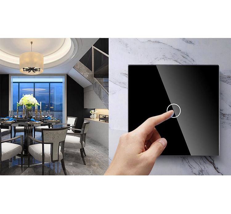 WIFI Eu 1_2_3_4 Gang Smart Home APP Remote Control Voice Light Tempered Glass Touch Wifi Tuya Wall Electrical Switch