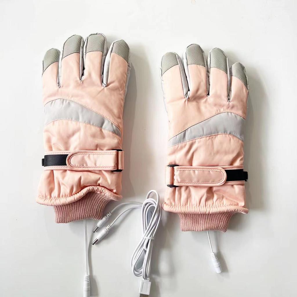 USB Heated Ski Gloves: Waterproof, Touchscreen-Compatible, Non-Slip, Thick Winter Warmth.