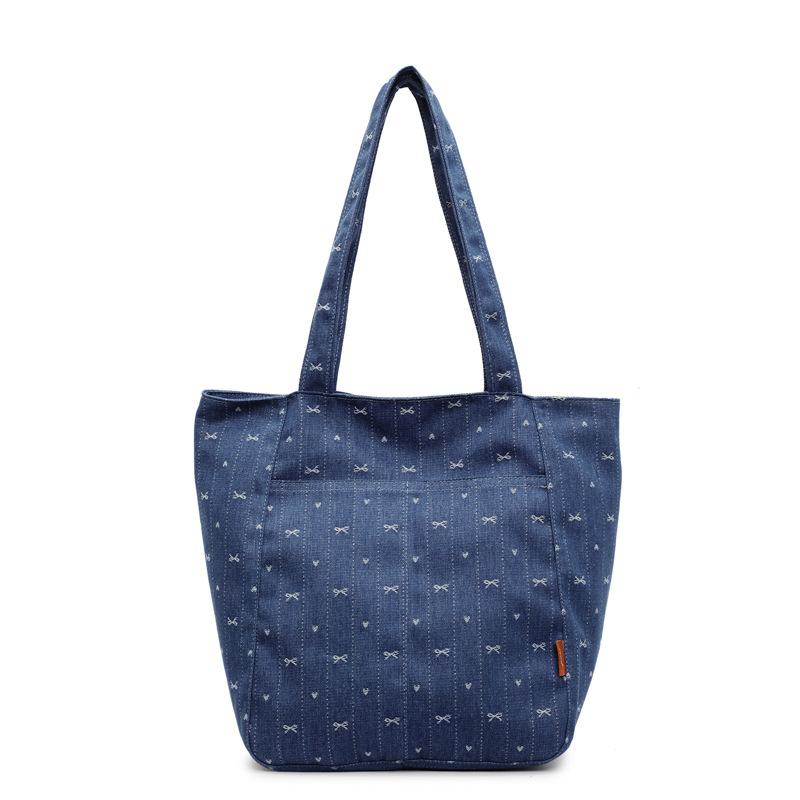 

Сумка-тоут из денима для женщин через плечо темно-синий