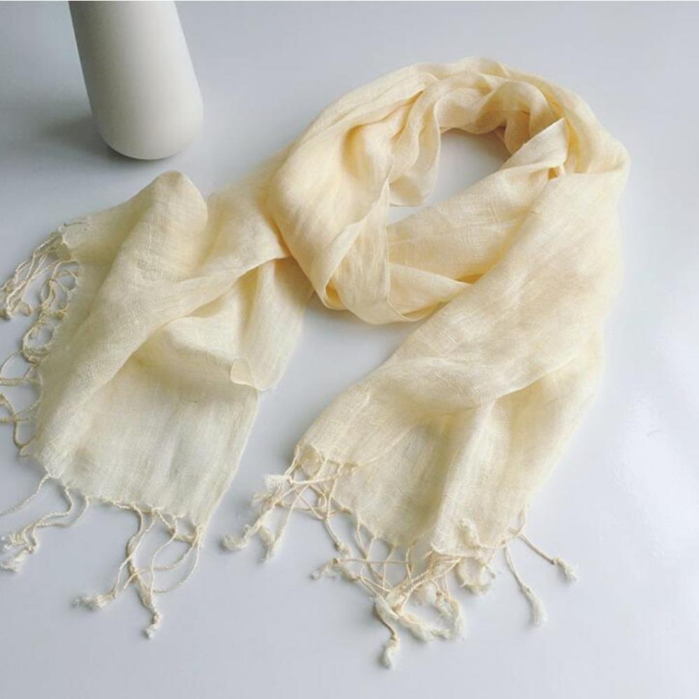 

100% Linen Solid Color Mens Scaves Summer Spring Japanese Style Air Conditional Shawls Large Size Wraps With Tassels 45x200cm 45x200cm