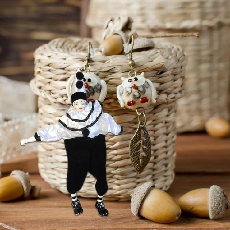 16 Inch Porcelain Harlequin Doll Props Art Ornaments Collectible Table Desk Decors with Costume Clown Dolls
