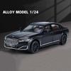 1/24 BMW 760 THE7 Limousine Alloy Miniature Car Diecast Metal Scale Car Model Sound and Light Collection Children Toy Vehicles Gifts