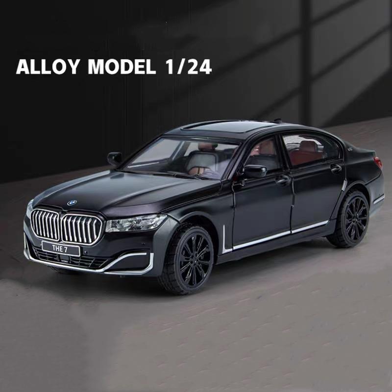 1/24 BMW 760 THE7 Limousine Alloy Miniature Car Diecast Metal Scale Car Model Sound and Light Collection Children Toy Vehicles Gifts