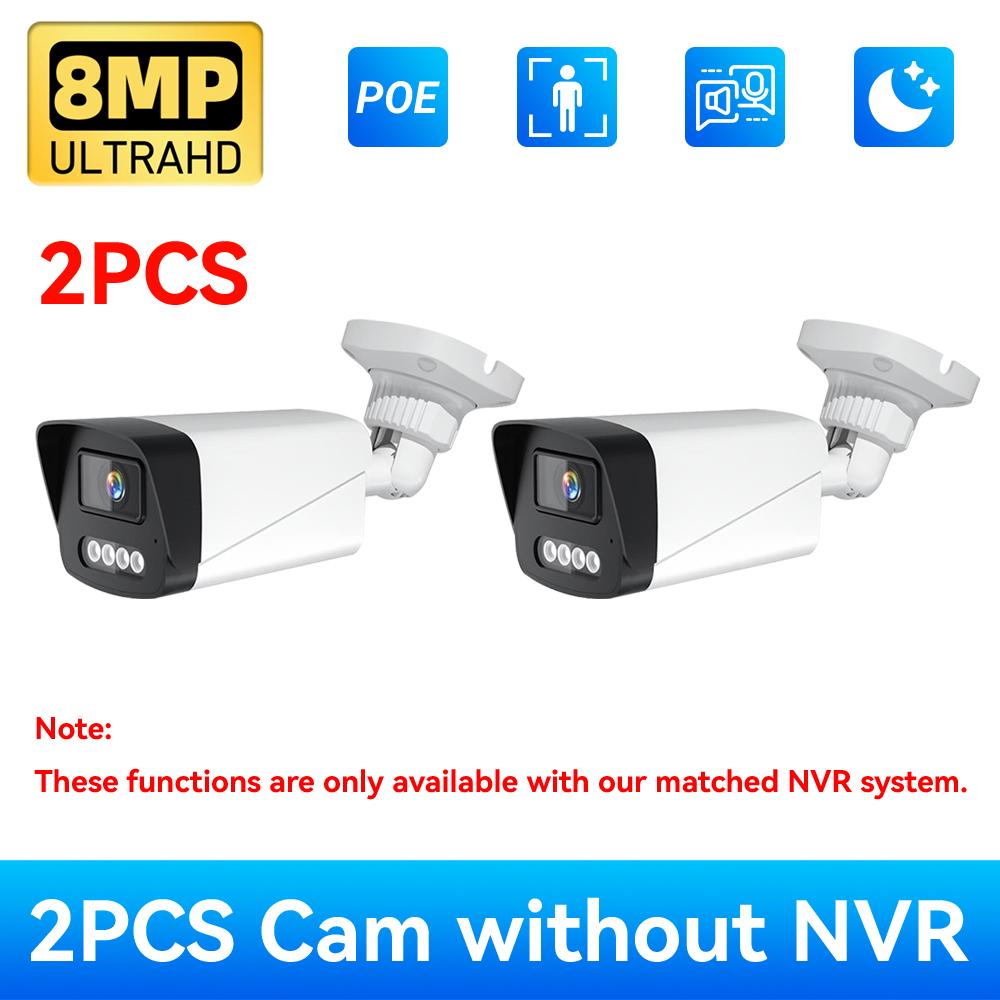 4K POE IPC Camera 8MP Ultra HD Outdoor Security CCTV with Color Night Vision, Human Vehicle Detection, IP66, Support Tuya APP