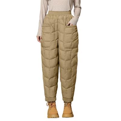 Women Harem Pants Elastic High Waist Lightweight Down Trousers with Large Pockets Thick Warm Quilt Pants
