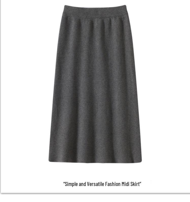 Women's Elastic High Waist Knitted Midi Skirt for Autumn/Winter - Slim Fit