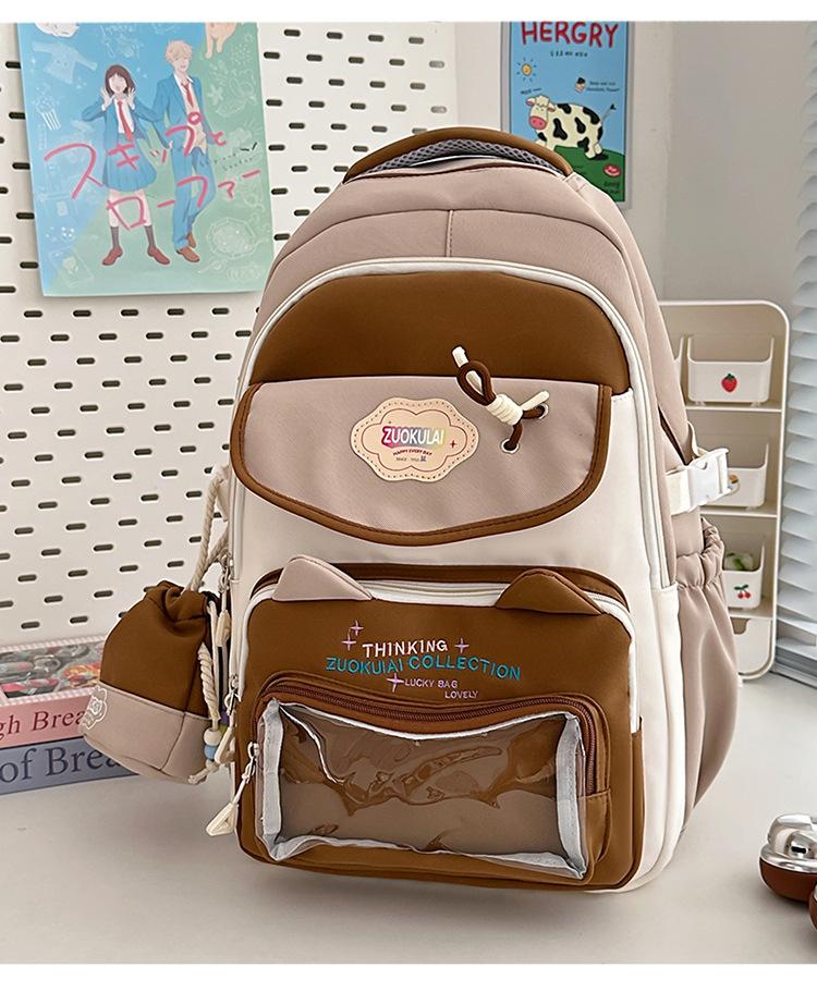 Schoolbag new high-value Japanese ins college style fresh and sweet small backpack girl candy contrasting splicing backpack