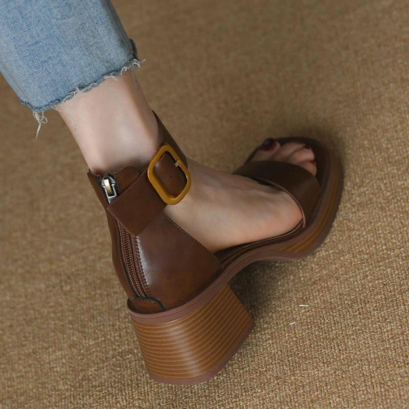 Fashion 2025 sandalias de mujer Women Sandals Low Heels Basic Genuine Leather Office Ladies Casual Outdoor Shoes Woman Concise