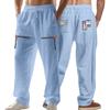 American Linen Autumn Men's Casual Home Beach Loose Trendy Zipper Hip-hop Wide-leg Trousers
