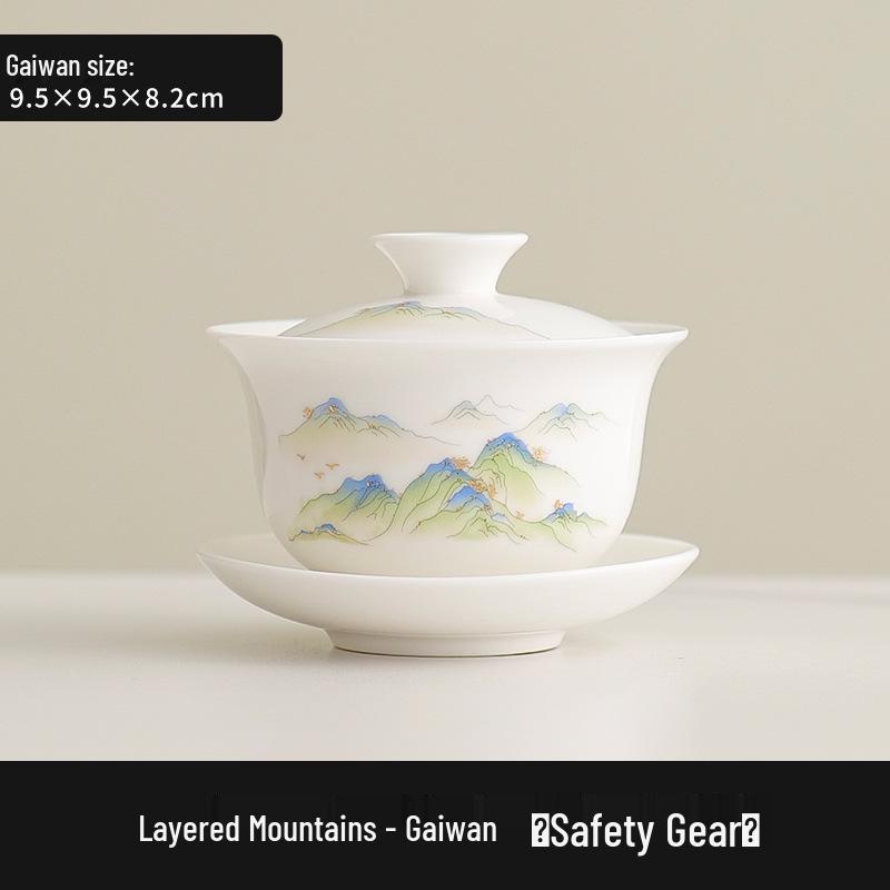 Dehua White Sancai Gaiwan: High-end Mutton Fat Jade Porcelain Tea Bowl and Kung Fu Teacup Set