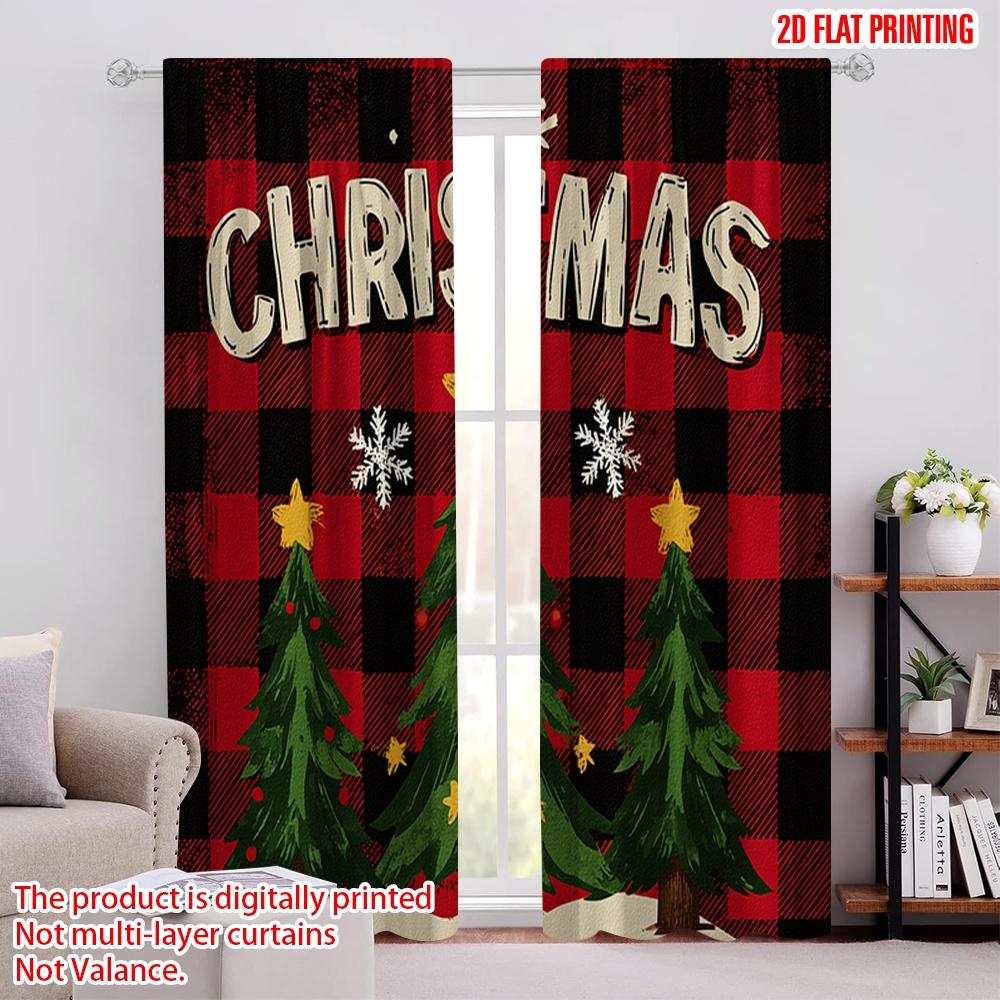 

2pcs,2D plane printing Pattern Curtains Winter Christmas Tree1 Versatile 100% Polyester (without rod) Outdoor Decorations 52.50 × 116.00 cm 2 pcs