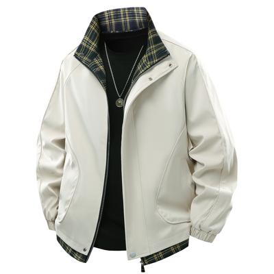 Fake Two-piece Spring and Autumn Jacket Men's New Casual Loose Solid Color Fashion Men's Versatile Collar Jacket Trench Coat
