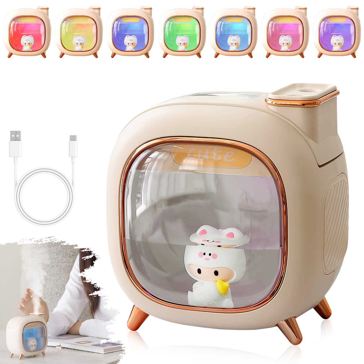 

Humidifier Small Mist Capacity Home Bedroom Mini Office Desk Silent High Beauty Cute Aromatherapy Humidifier