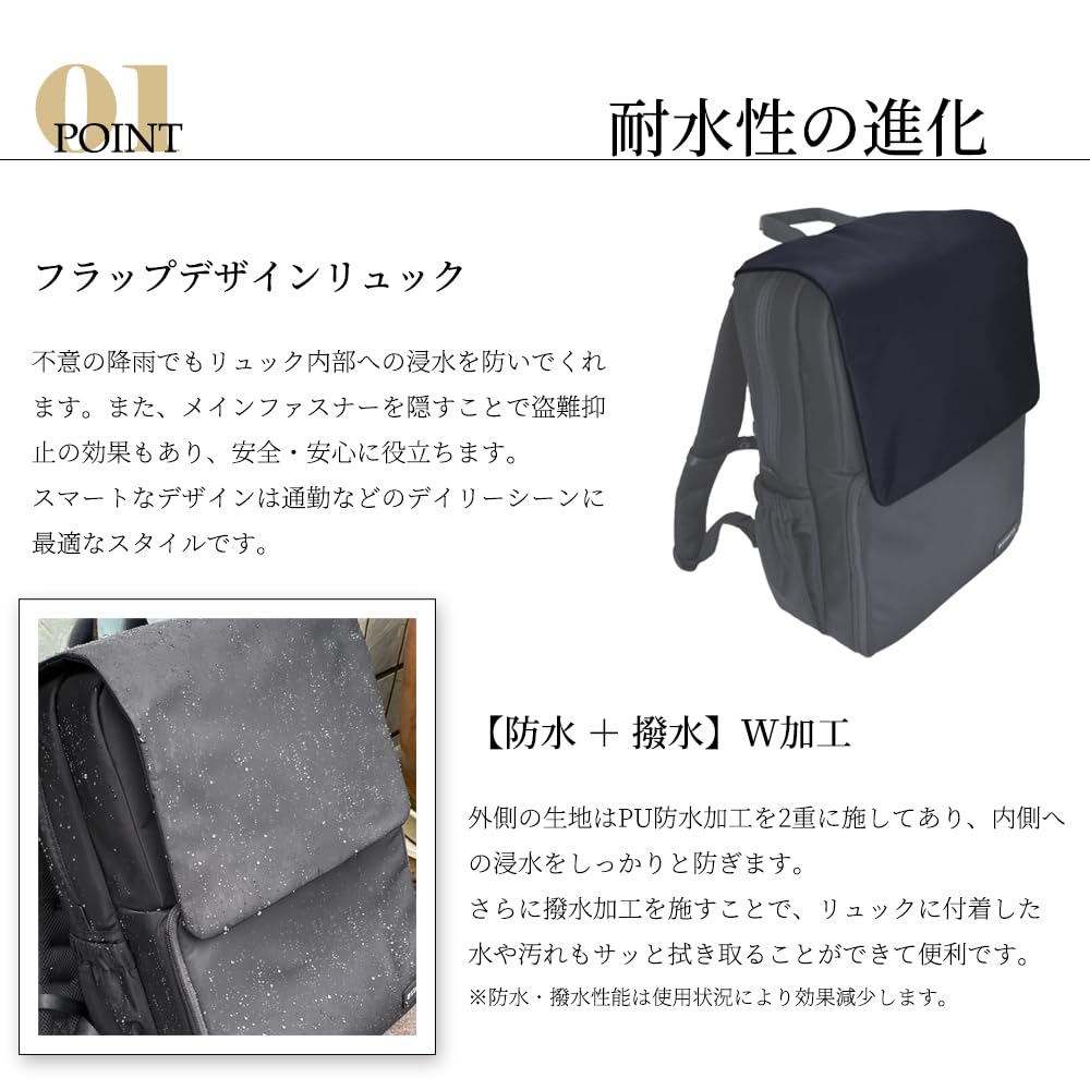 [STARTTS] RAIN-Force Waterproof and Water-Repellent Business Backpack with Storage and Organization (Size L)