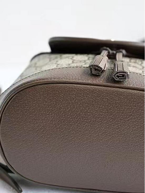 Ophidia Women's Genuine Leather Monogram Flap Drawstring Backpack Small Bookbag with Logo