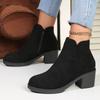 Fashion Fashion Med-Heel Women Short Boots Casual Thick Soled 2025 Spring Autumn Black Suede Ankle Boots Casual Botines Shoes for Women