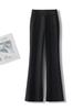 Women's Black Slim-Fit High-Waist Micro Flare Pants - Versatile Petite Spring/Autumn 2026 Style