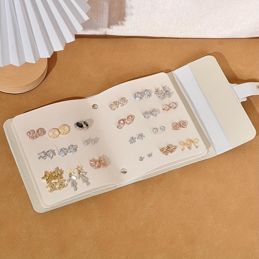 Faux Leather Earring Layered Jewelry Storage Book - Faux Leather Jewelry Organizer Bag - Earring and Ring Small Bag - Book Design Earring Rack
